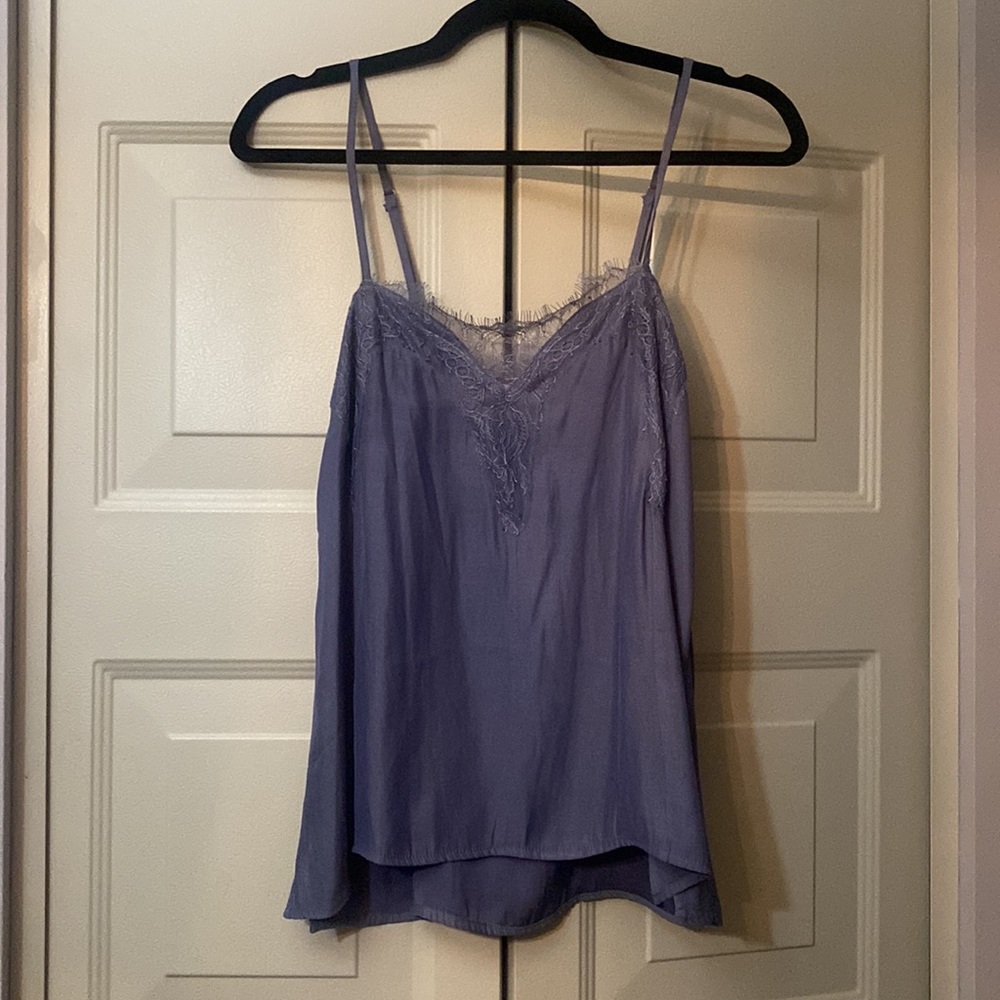 NWT Dusty Blue Lace Trim Satin Cami